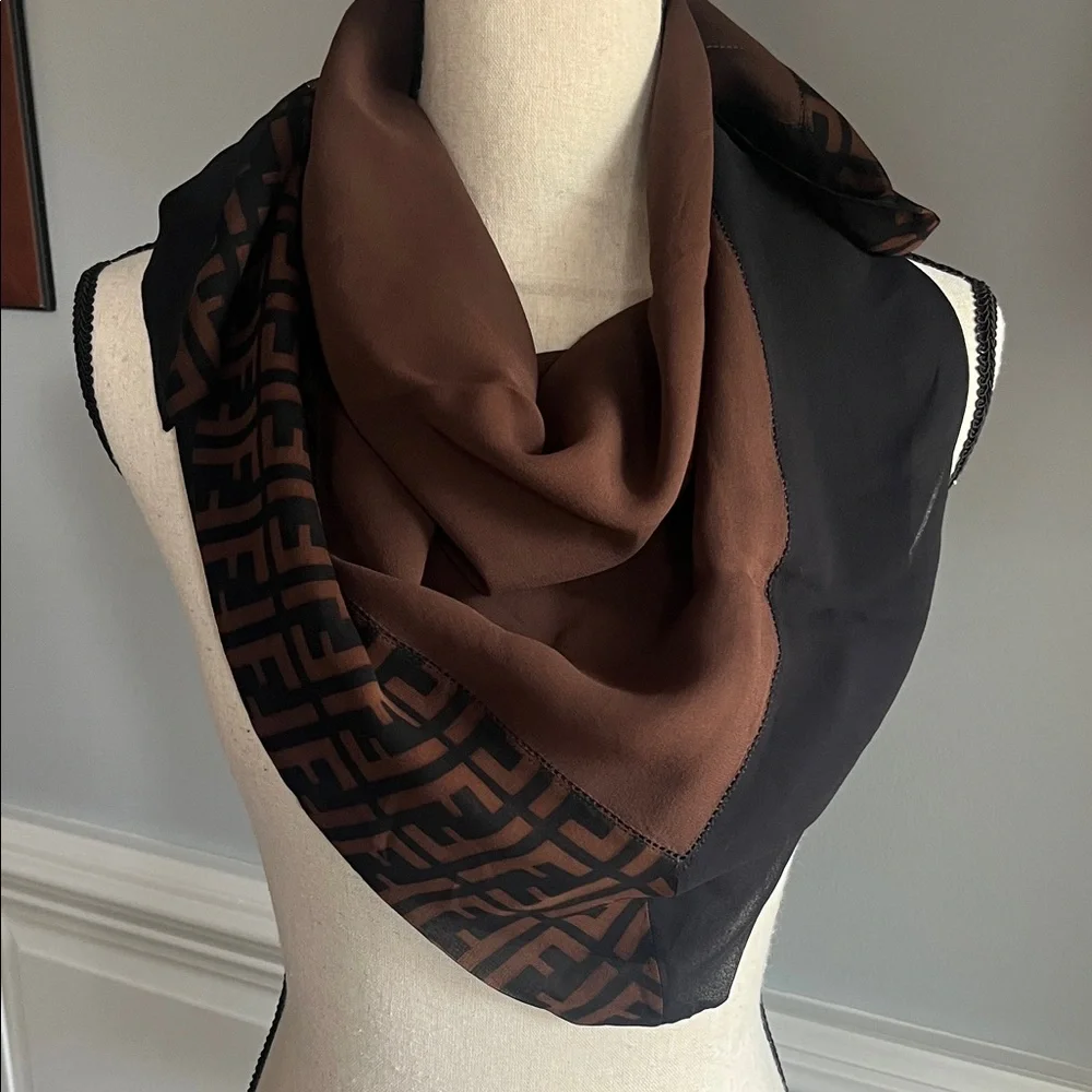 Fendi Silk Sheer Scarf Wrap 32.5” x 32.5”